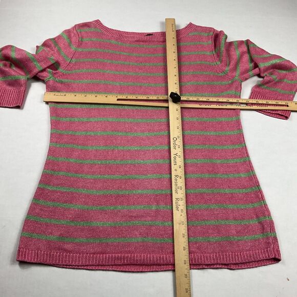 Talbots Linen Tunic Sweater Striped Long Sleeve Coastal Casual Pullover MEDIUM - Picture 5 of 10